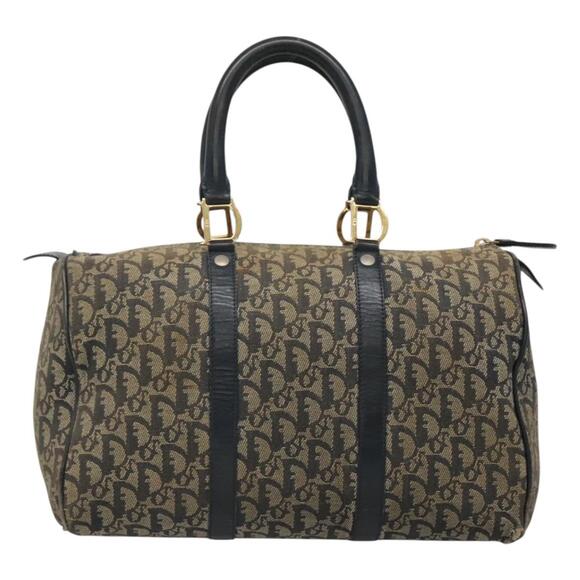 DIOR Trotter Canvas Boston Bag Navy Gold - Picture 3 of 12